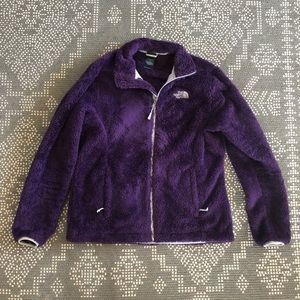 Purple fuzzy North Face jacket